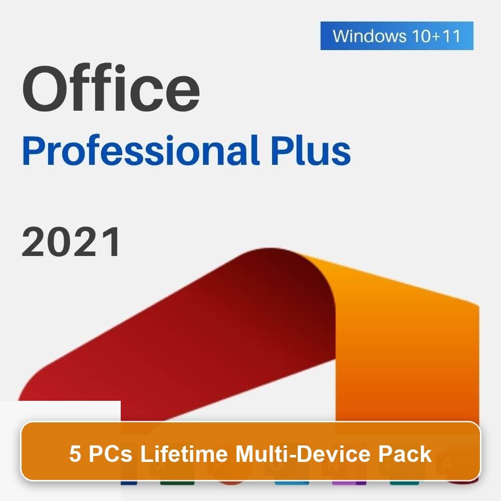 Microsoft Office 2021 Professional Plus (5 PCs Lifetime License) Official Box Art & Activation License Key