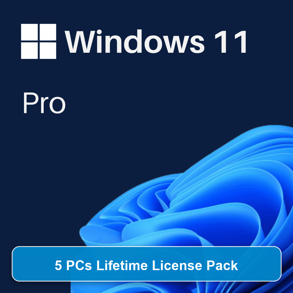Microsoft Windows 11 Pro Retail (5 PCs Lifetime License) Official Box Art & Activation License Key
