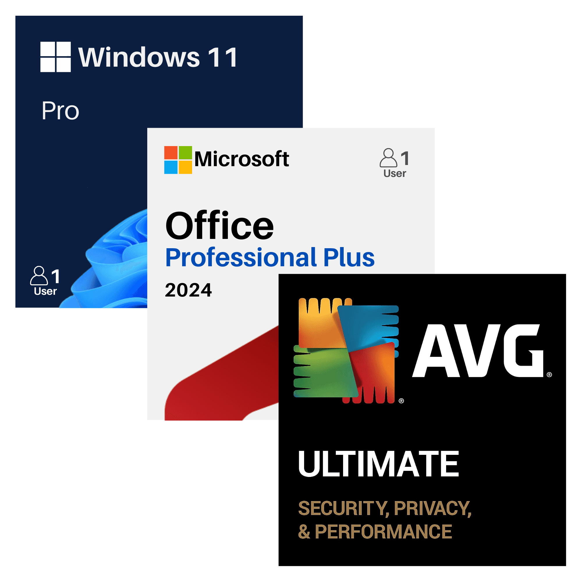 Microsoft Office 2024 Professional Plus + Windows 11 Pro + AVG Ultimate Bundle - Genuine Digital License Key Box Art Cover
