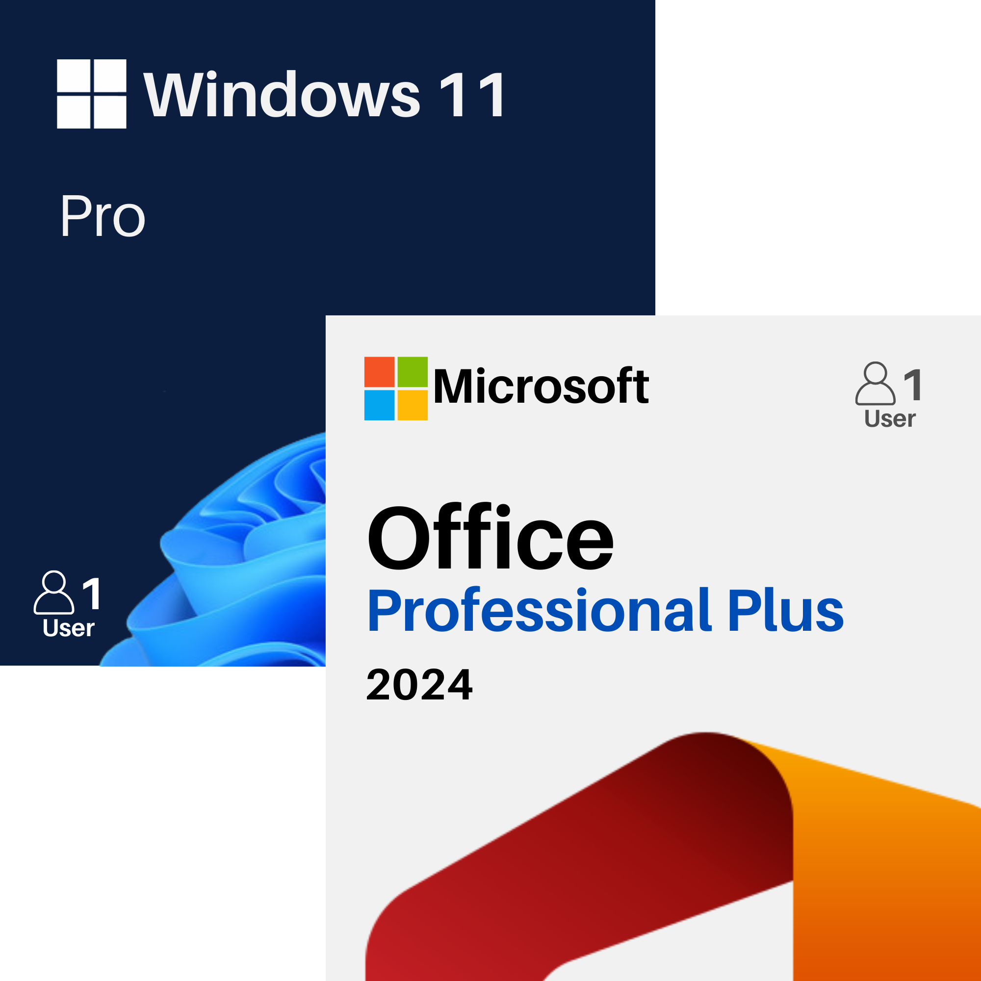 Dual Workstation Pack: 2x Windows 11 Pro + 2x Office 2024 Pro Plus (2 PCs)